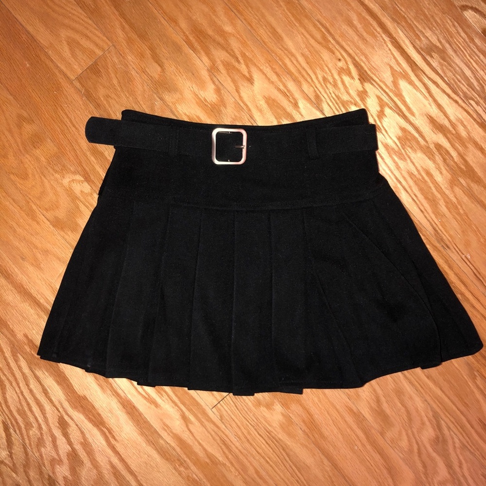 Belted high waist school girl skirt